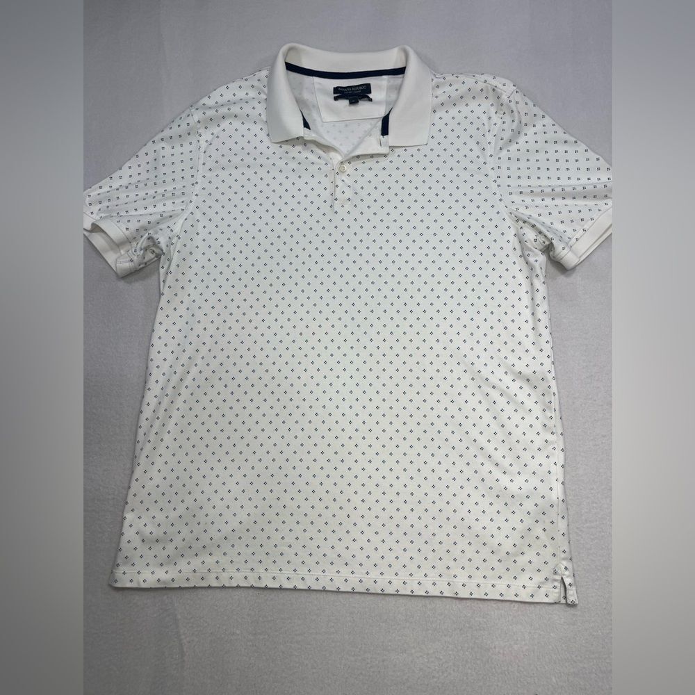 Banana Republic Luxury Touch Polo White Blue Print XL Cotton